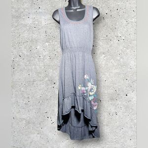 Johnny Was Dress Women Medium Floral Boho High Low Embroidered Sleeveless